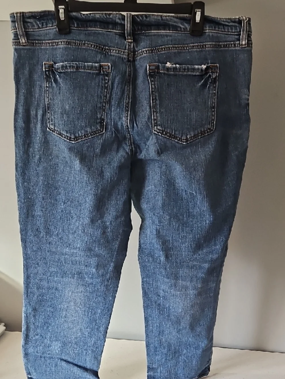 LOFT Medium Blue Straight-Leg Button Up Denim Jeans - Picture 2 of 5